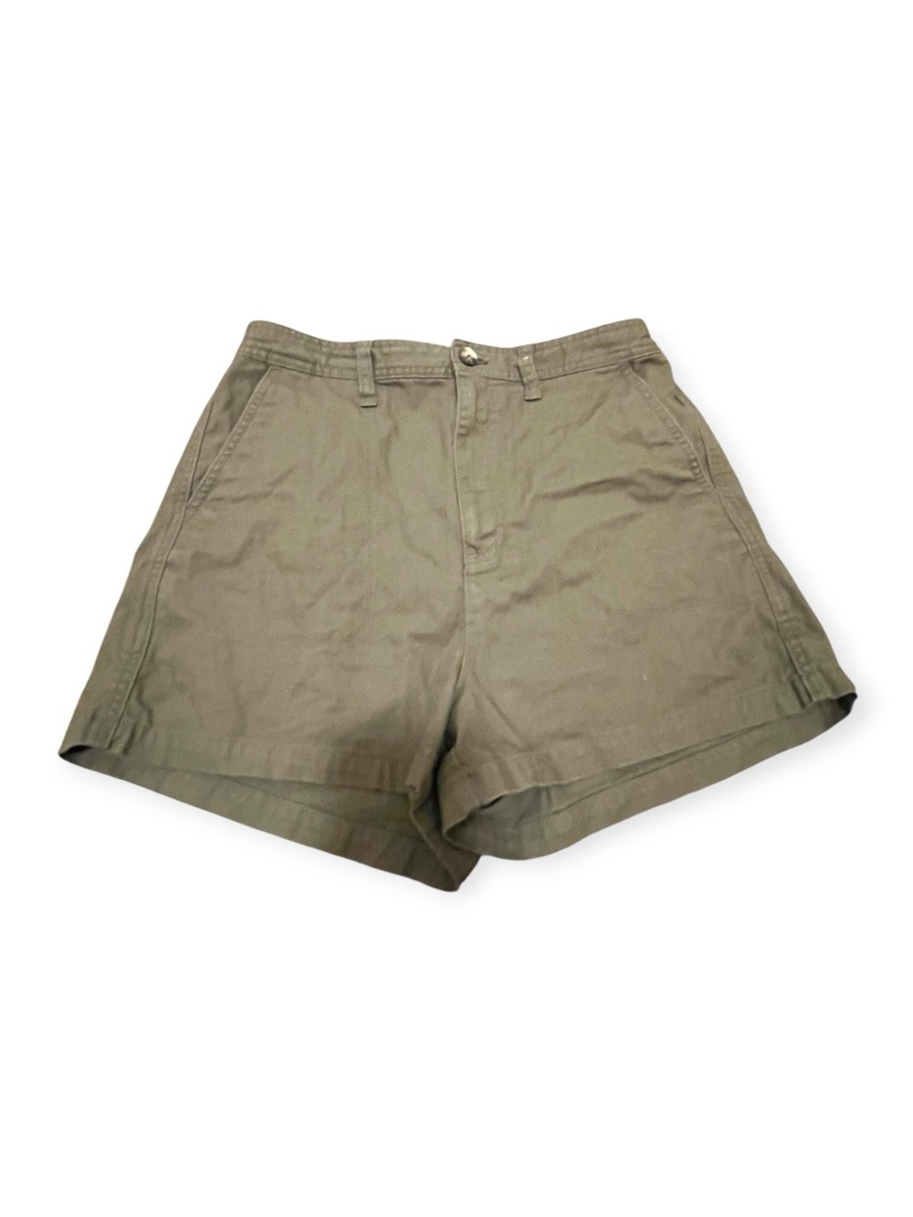 Madewell High-Rise Elastic-Back Shorts Olive Green Size M